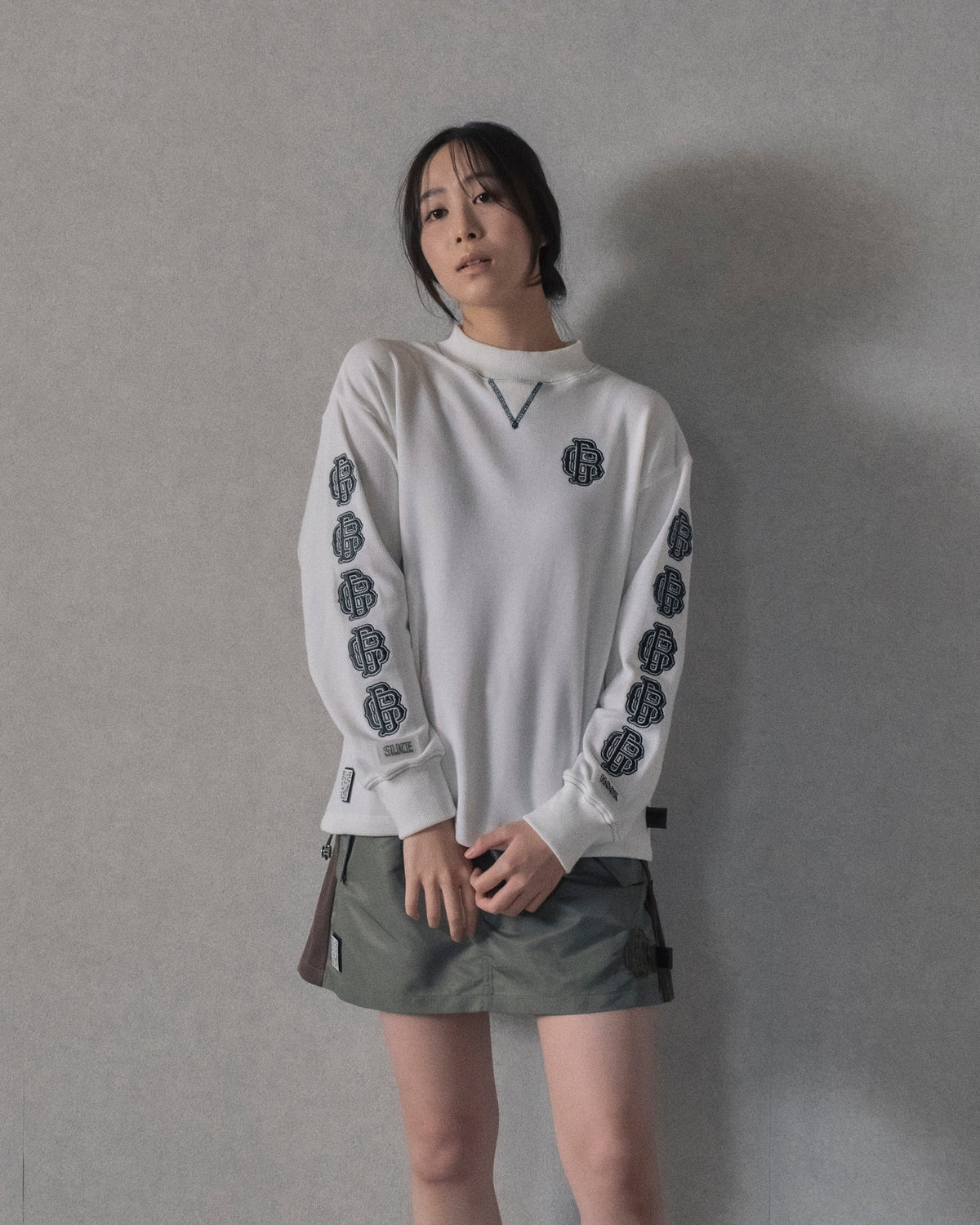 All Embroidery Waffle Mock(women)