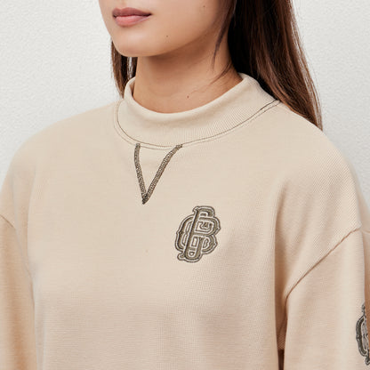 All Embroidery Waffle Mock(women)