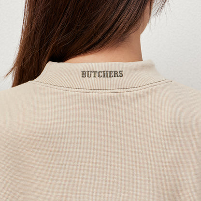 All Embroidery Waffle Mock(women)