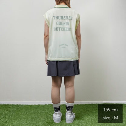 Sheer Polo With Mock No Sleeve