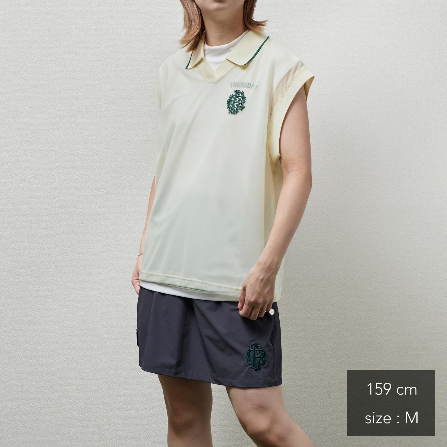 Sheer Polo With Mock No Sleeve