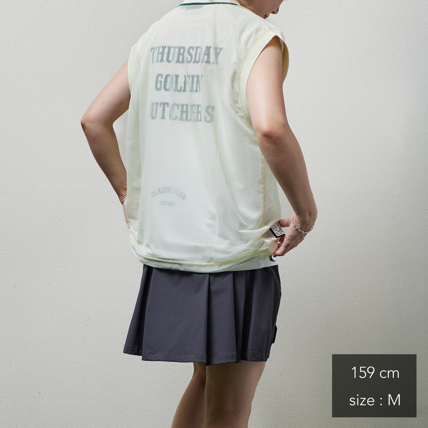 Sheer Polo With Mock No Sleeve