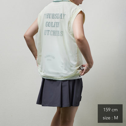 Sheer Polo With Mock No Sleeve