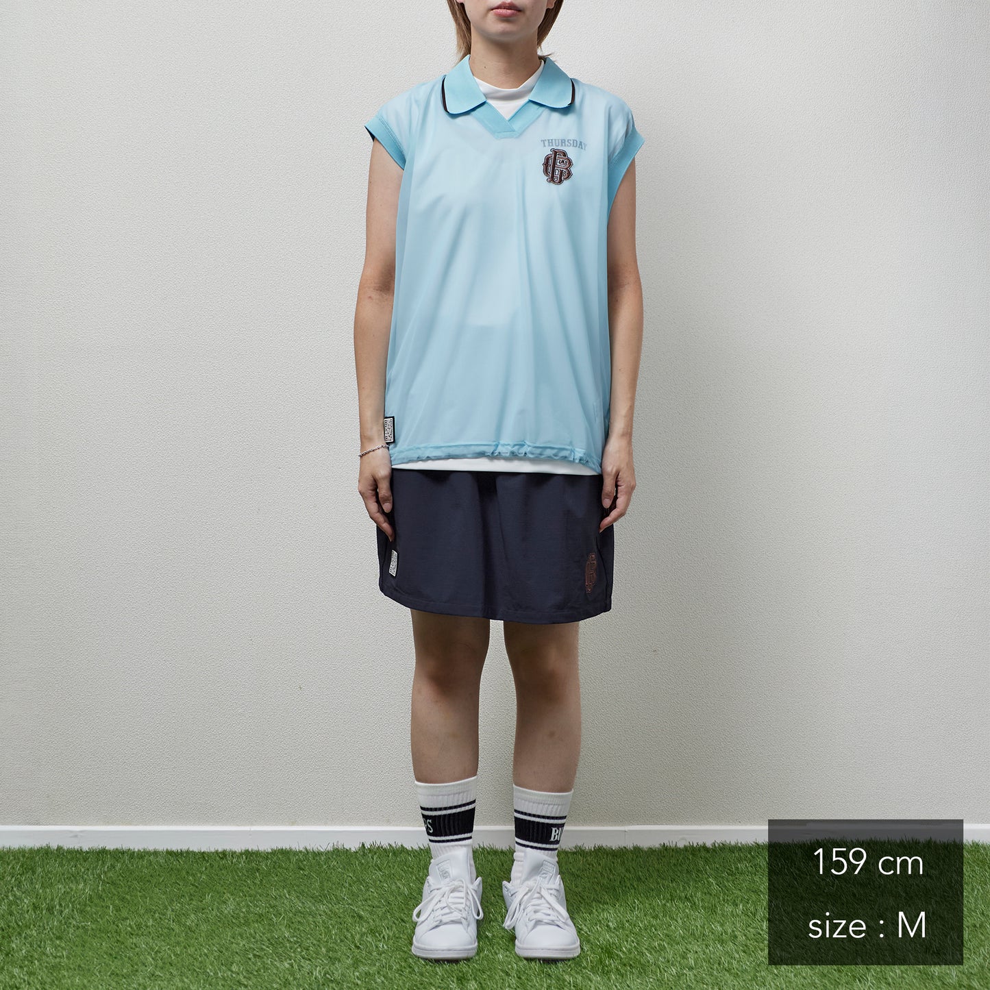 Sheer Polo With Mock No Sleeve