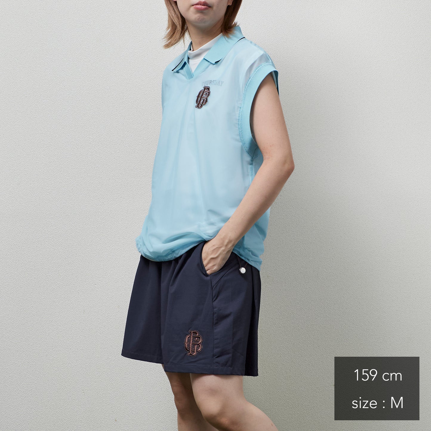 Sheer Polo With Mock No Sleeve