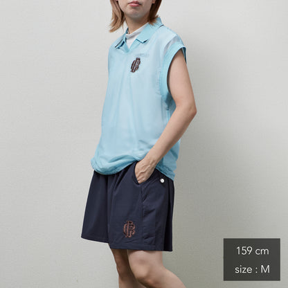 Sheer Polo With Mock No Sleeve