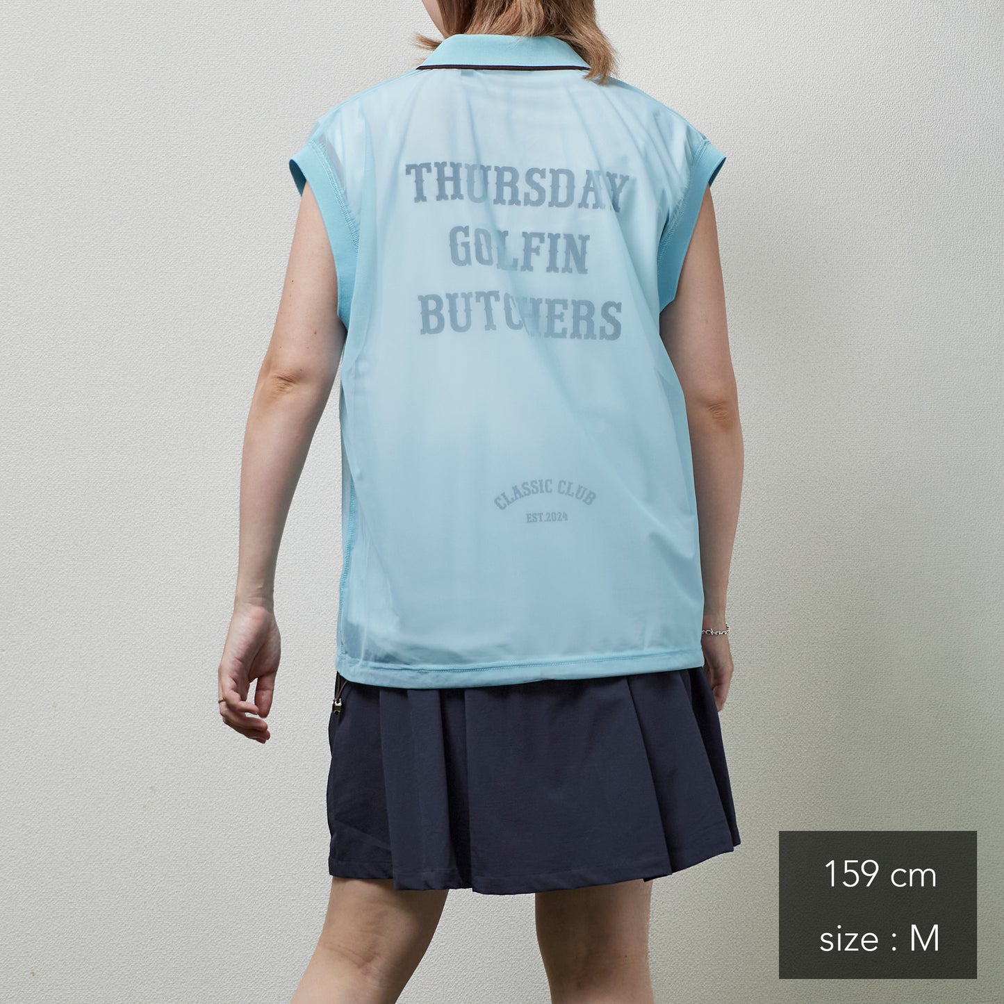 Sheer Polo With Mock No Sleeve