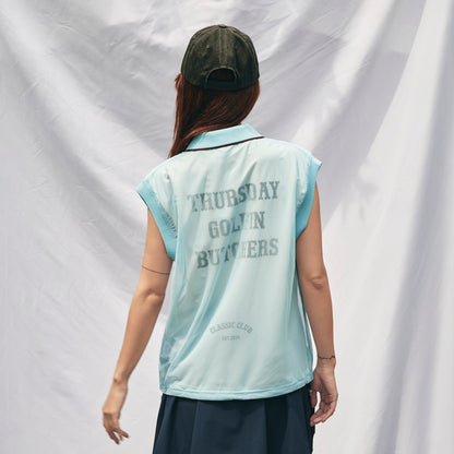 Sheer Polo With Mock No Sleeve