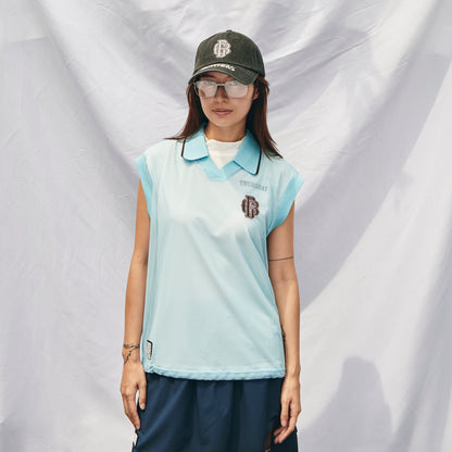 Sheer Polo With Mock No Sleeve