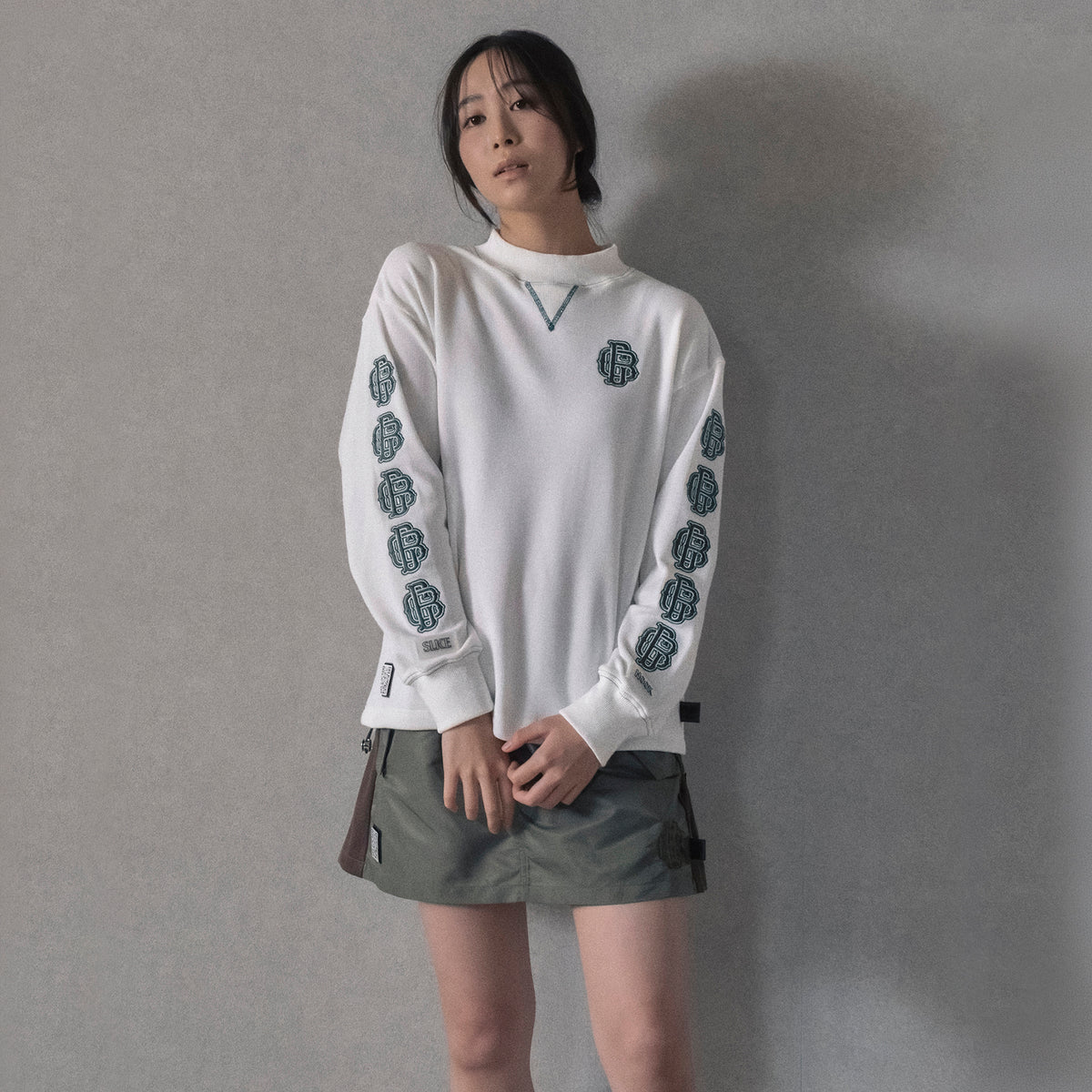 All Embroidery Waffle Mock(women)