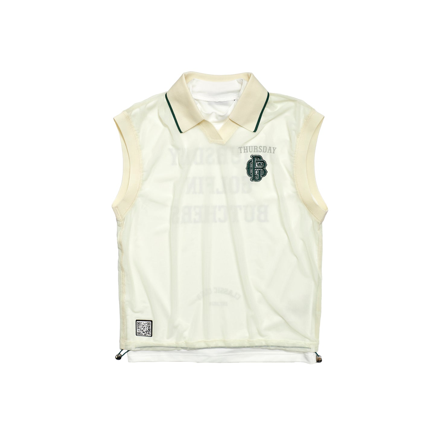 Sheer Polo With Mock No Sleeve