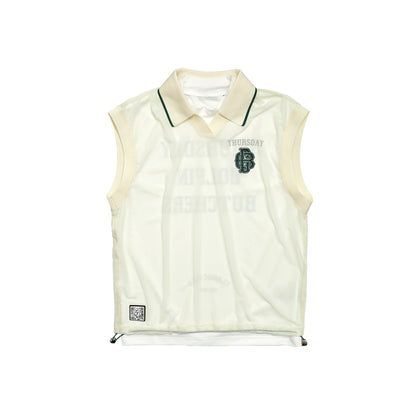 Sheer Polo With Mock No Sleeve