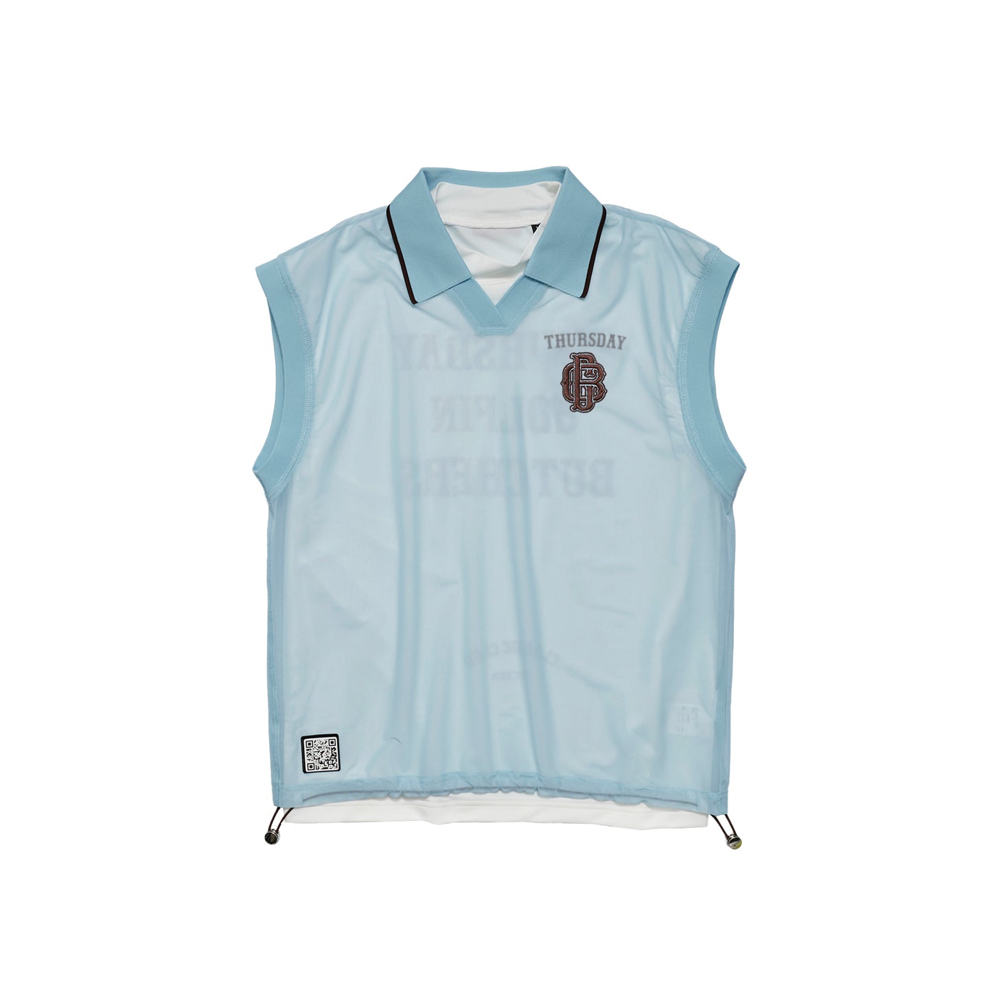 Sheer Polo With Mock No Sleeve