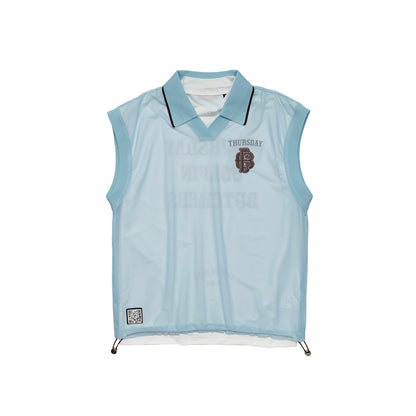 Sheer Polo With Mock No Sleeve