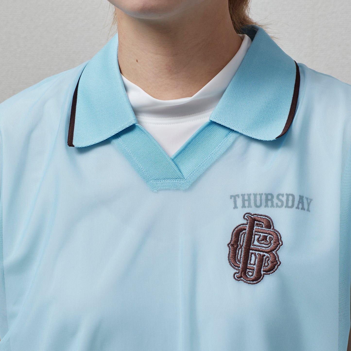 Sheer Polo With Mock No Sleeve