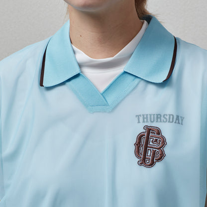 Sheer Polo With Mock No Sleeve