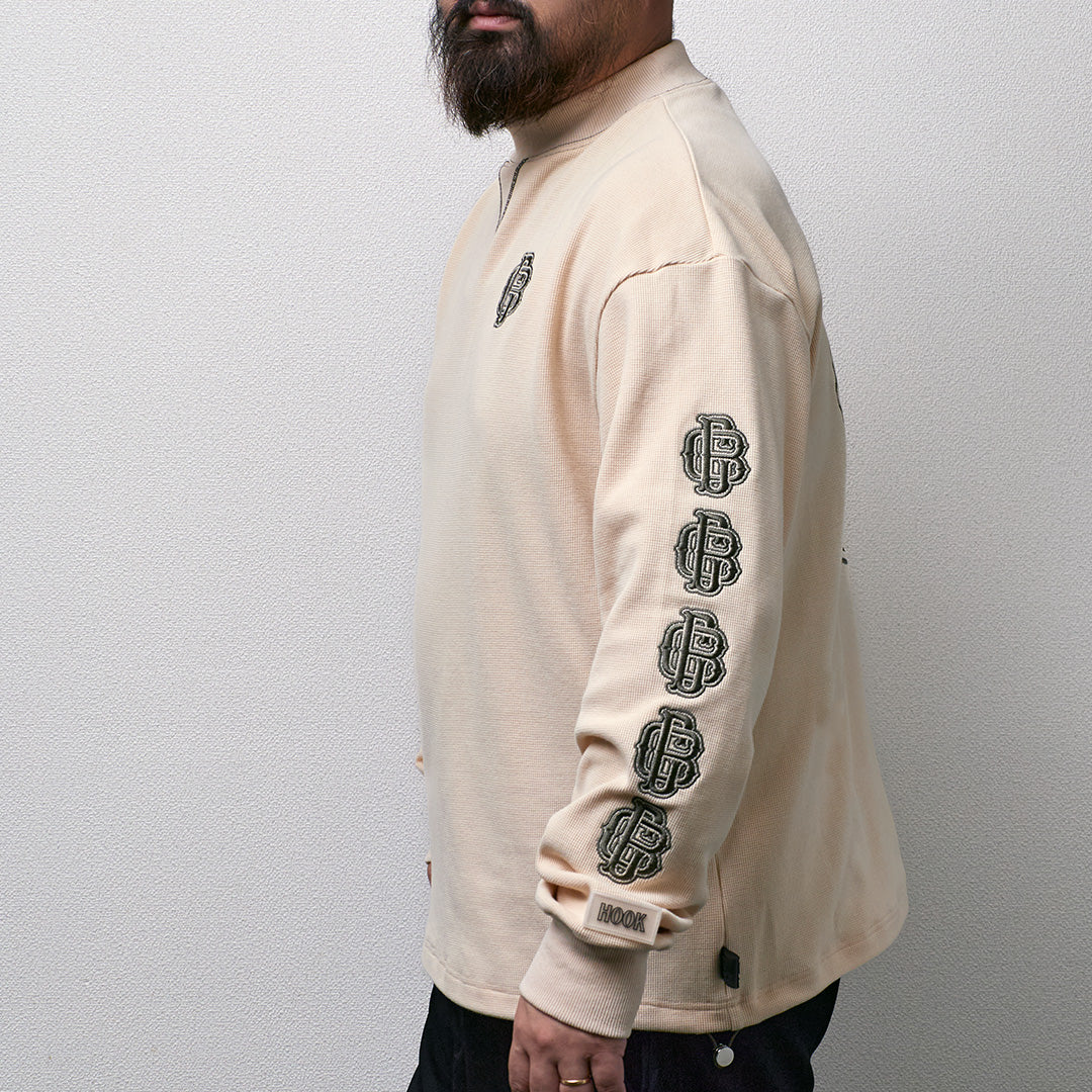 All Embroidery Waffle Mock