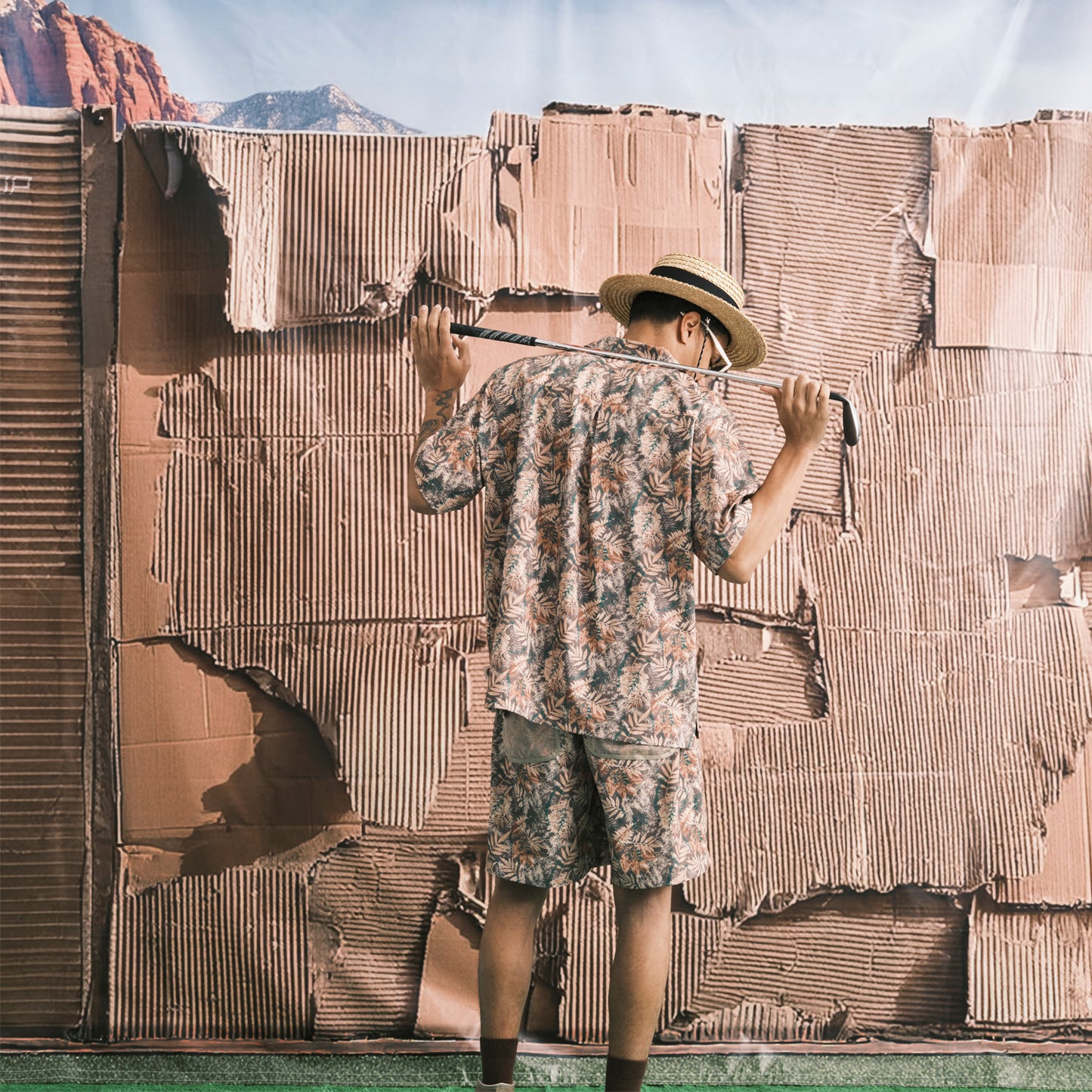 Hole In Fabric Print Back Mesh SRT