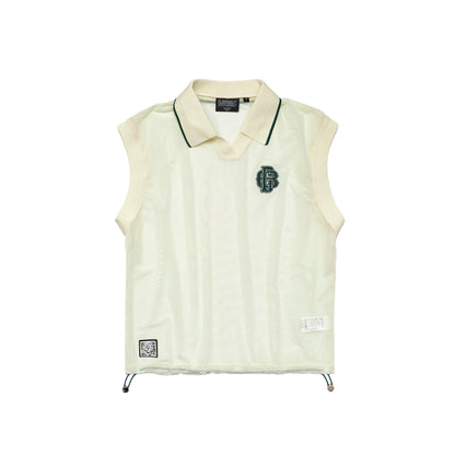 Sheer Polo With Mock No Sleeve