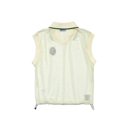 Sheer Polo With Mock No Sleeve