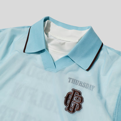 Sheer Polo With Mock No Sleeve