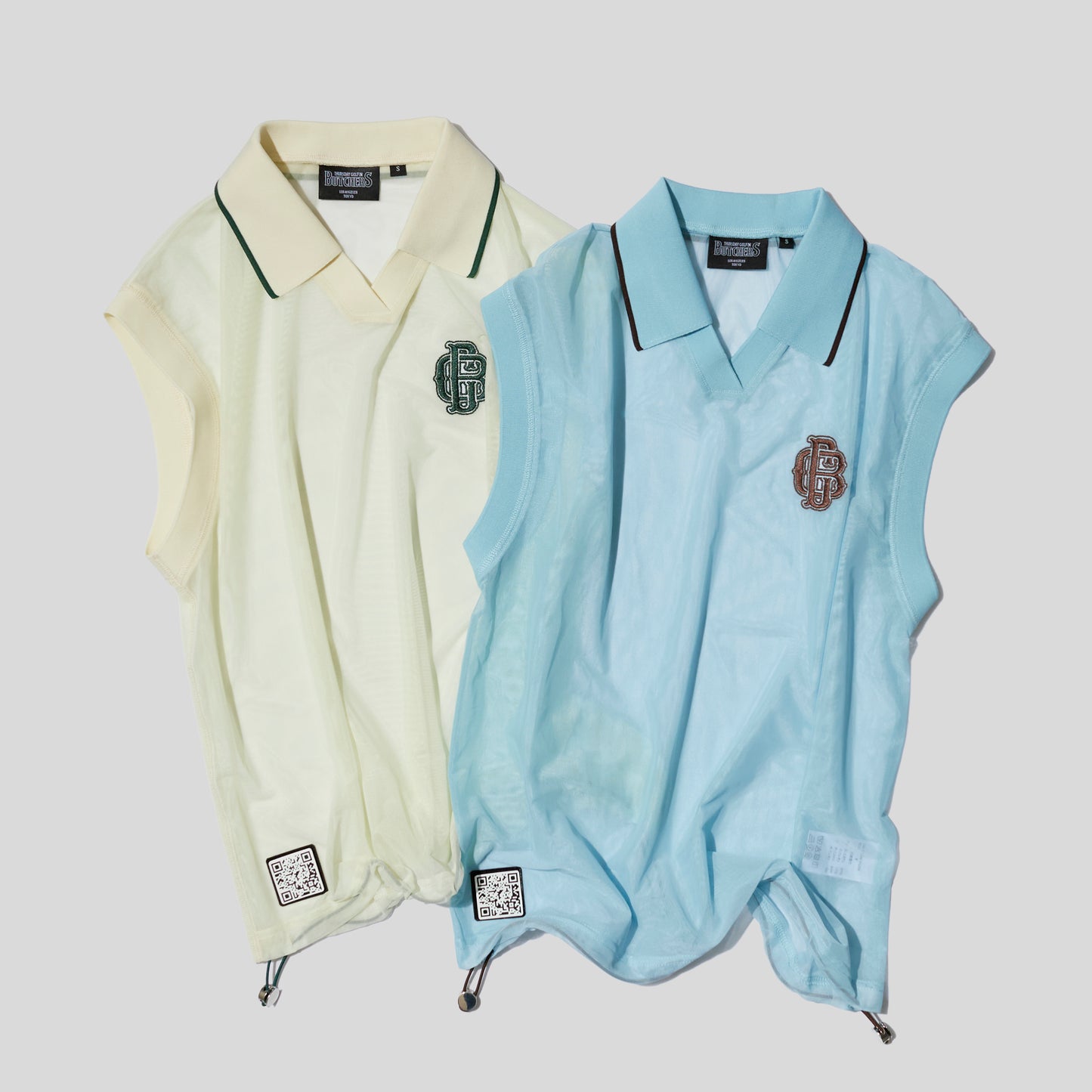 Sheer Polo With Mock No Sleeve