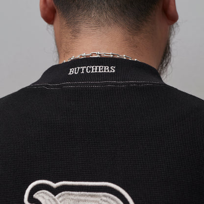 All Embroidery Waffle Mock
