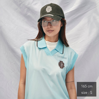 Sheer Polo With Mock No Sleeve