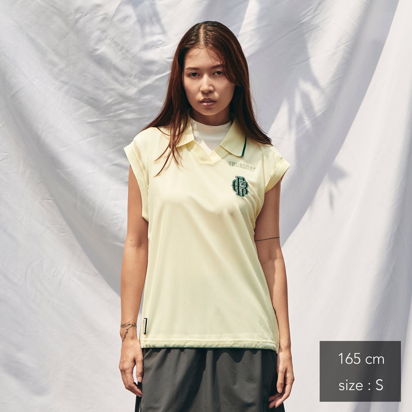 Sheer Polo With Mock No Sleeve