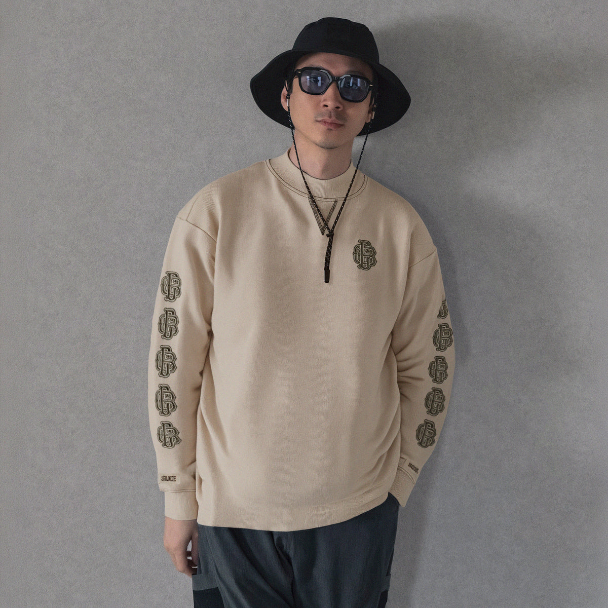 All Embroidery Waffle Mock